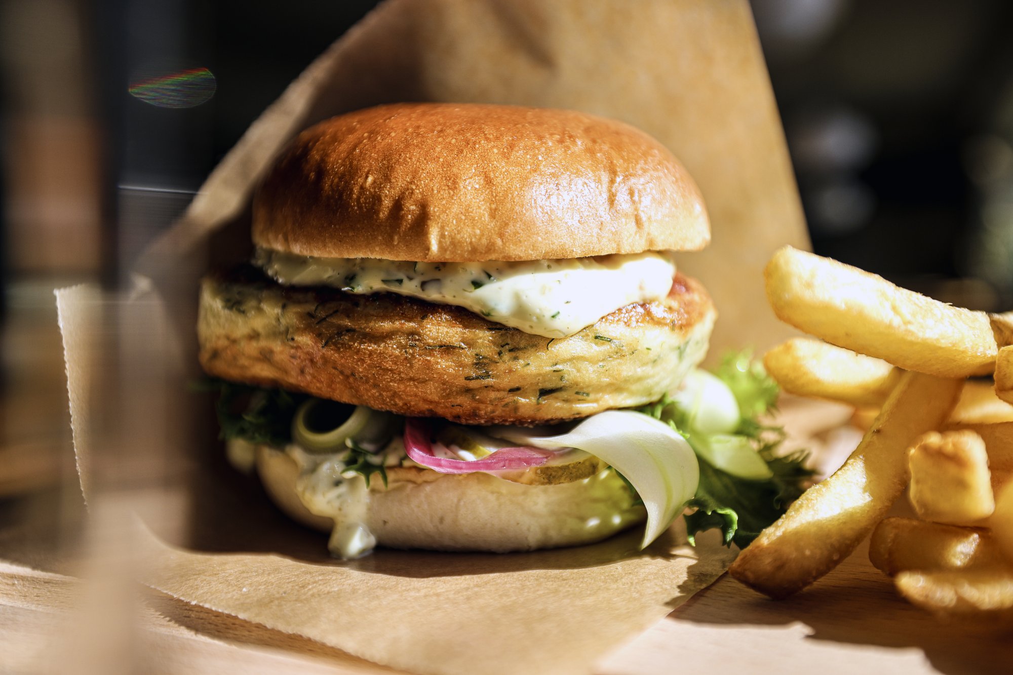 Delicious hambuger in restaurant Saana at Kilpisjärven Retkeilykeskus