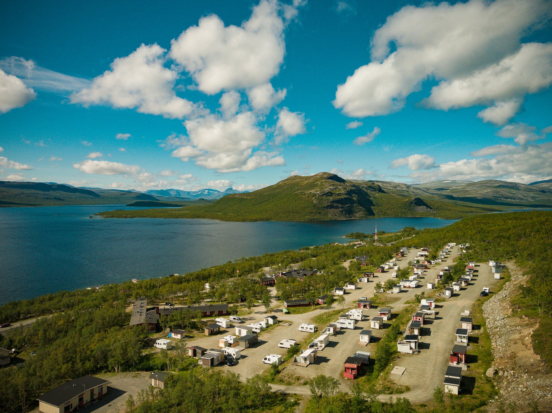 Camp site in Kilpisjärvi with a gorgeous view to lake Kilpisjärvi.